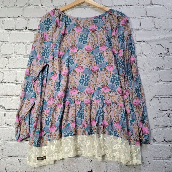 Matilda Jane Make Believe Sew Perfect Blouse Pleasant Top Purple Motif NWT Sz S - Picture 8 of 11